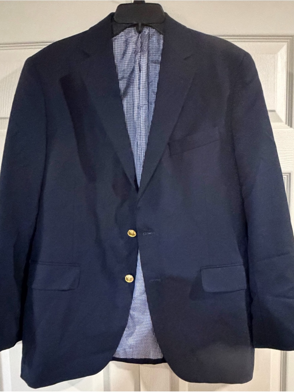 Stafford navy blazer jacket coat 100% wool‎ classic fit gold buttons size 42R